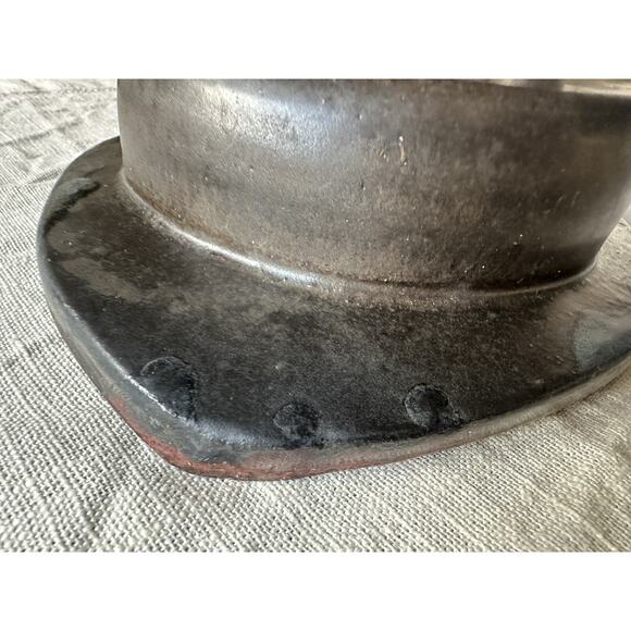 Vintage Ikebana Ceramic Flower Vase Handmade, Painted, Signed. Copper Stand 7x2” - Picture 6 of 13